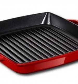 Сковорода-гриль квадратная с 2 ручками, 28х28 см, вишневая 