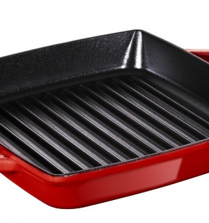 Сковорода-гриль квадратная с 2 ручками, 23 см, вишневая 