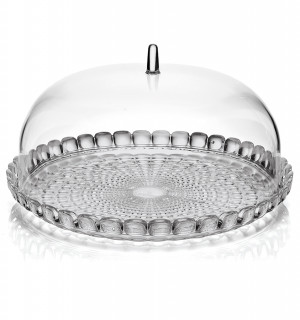 Блюдо сервировочное с крышкой tiffany, D30 см, серое 