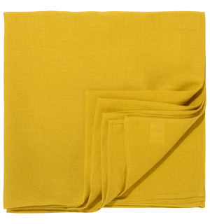 Скатерть из стираного льна горчичного цвета из коллекции essential, 150х250 см 