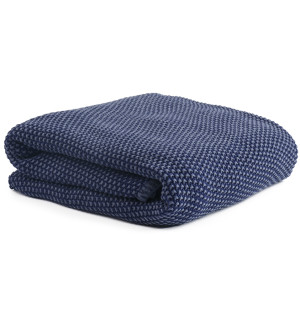 Плед из стираного хлопка темно-синего цвета из коллекции essential, 130х180 см 