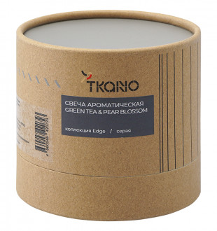 Свеча ароматическая с деревянным фитилём green tea & pear blossom из коллекции edge, серый, 60 ч 