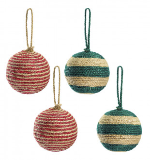 Набор елочных шаров trendy stripes из джута и картона из коллекции new year essential, 4 шт. 