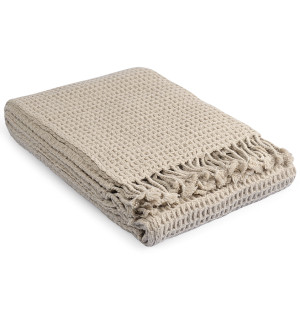 Плед из шерсти бежево-серого цвета из коллекции essential, 130х180 см 