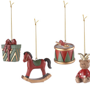 Набор ёлочных украшений classic christmas charm из коллекции new year essential, 4 шт. 